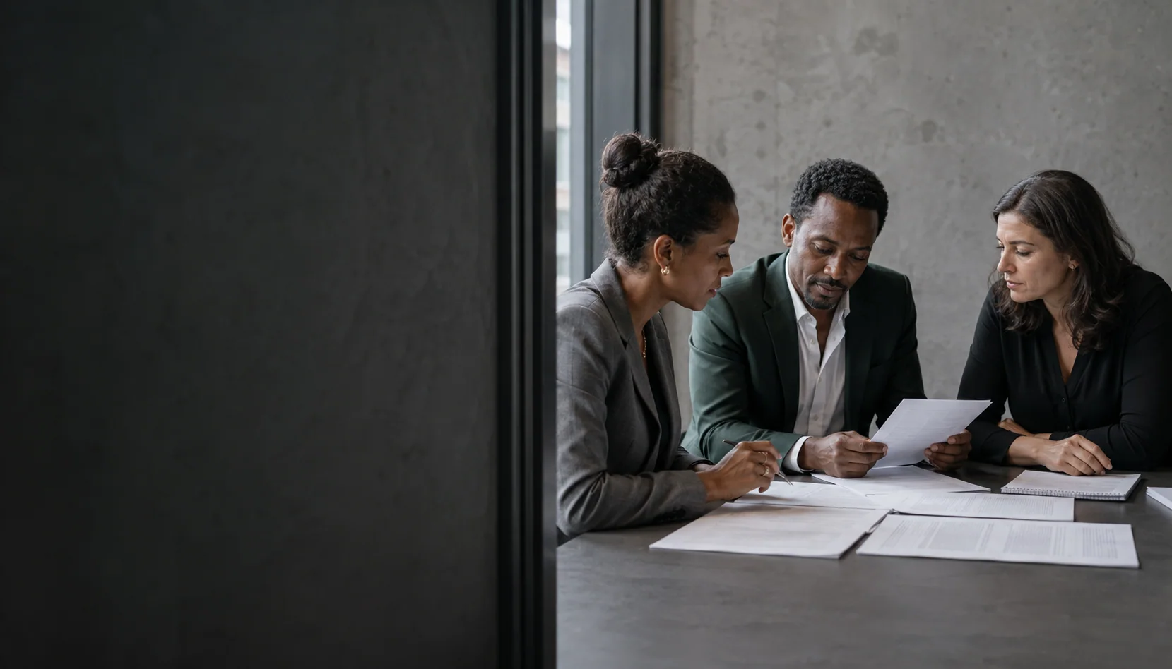 Illustrative professionals considering a working document